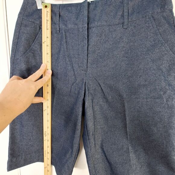 Dana Buchman Blue Bermuda Fitted Long Denim Jean Shorts Sz 10 - Picture 8 of 10